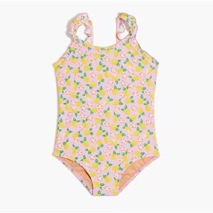 J. Crew Crewcuts Girls' lemon ruffle one-piece swimsuit yellow pink 8
